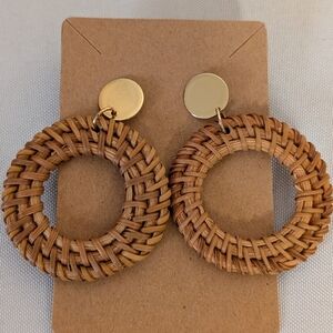 Round Wooden Dangle Earrings New